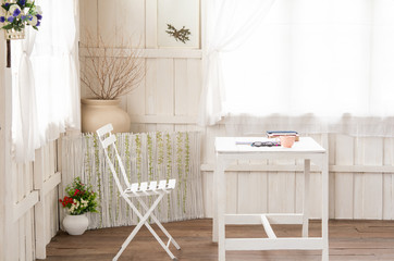 Corner old wood white House, Reading, Living country style