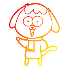 warm gradient line drawing cute cartoon dog