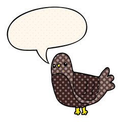 cartoon bird and speech bubble in comic book style