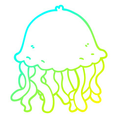 cold gradient line drawing cartoon jellyfish