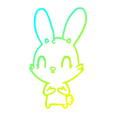 cold gradient line drawing cute cartoon rabbit