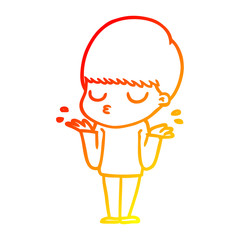 warm gradient line drawing cartoon calm boy