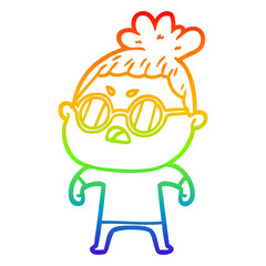 rainbow gradient line drawing cartoon annoyed woman