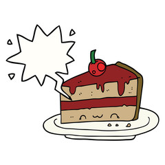 cartoon cake and speech bubble