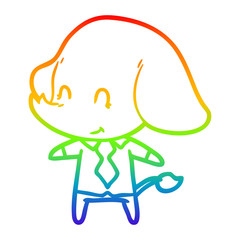 rainbow gradient line drawing cute cartoon elephant boss