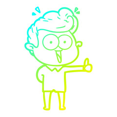 cold gradient line drawing cartoon staring man