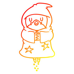 warm gradient line drawing floating wizard