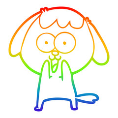 rainbow gradient line drawing cute cartoon dog