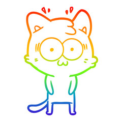rainbow gradient line drawing cartoon surprised cat
