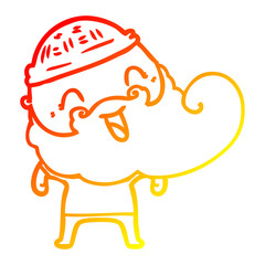 warm gradient line drawing happy bearded man