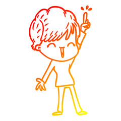 warm gradient line drawing cartoon laughing woman