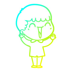 cold gradient line drawing cartoon happy man