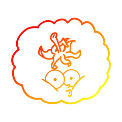 warm gradient line drawing cartoon tomato