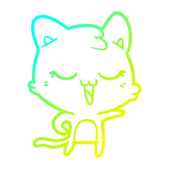 cold gradient line drawing happy cartoon cat