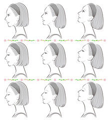 女性の横顔の表情イラスト
