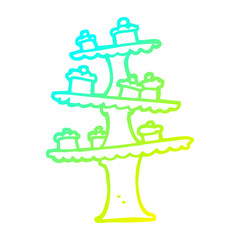 cold gradient line drawing cartoon cake stand