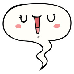 happy cartoon face and speech bubble