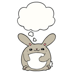 cartoon rabbit and thought bubble