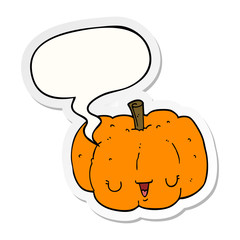 cartoon pumpkin and speech bubble sticker