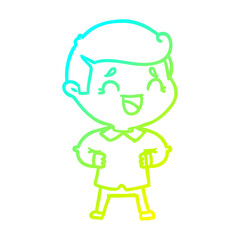 cold gradient line drawing cartoon laughing man