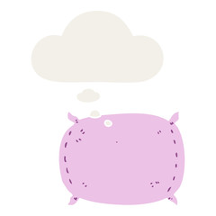cartoon pillow and thought bubble in retro style