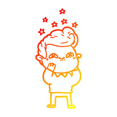 warm gradient line drawing cartoon excited man