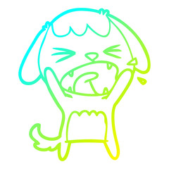 cold gradient line drawing cute cartoon dog barking