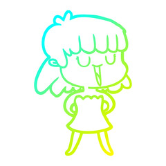 cold gradient line drawing cartoon woman