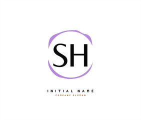 S H SH Beauty vector initial logo, handwriting logo of initial signature, wedding, fashion, jewerly, boutique, floral and botanical with creative template for any company or business.
