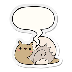 cute cartoon snail and speech bubble sticker