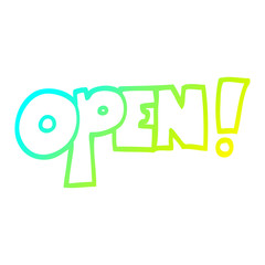 cold gradient line drawing cartoon open sign