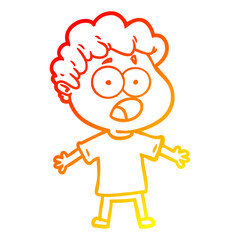 warm gradient line drawing cartoon man gasping in surprise