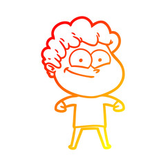 warm gradient line drawing cartoon happy man