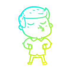 cold gradient line drawing cartoon model guy pouting