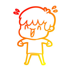 warm gradient line drawing cartoon laughing boy