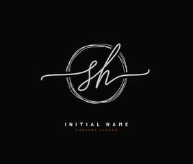 S H SH Beauty vector initial logo, handwriting logo of initial signature, wedding, fashion, jewerly, boutique, floral and botanical with creative template for any company or business.