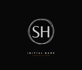 S H SH Beauty vector initial logo, handwriting logo of initial signature, wedding, fashion, jewerly, boutique, floral and botanical with creative template for any company or business.