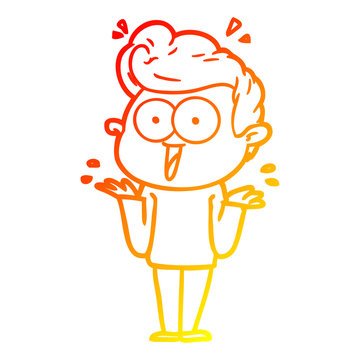 recommend clip art: warm gradient line drawing cartoon man shrugging