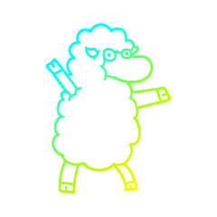 cold gradient line drawing cartoon black sheep