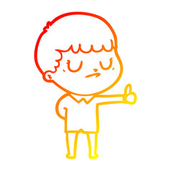 warm gradient line drawing cartoon grumpy boy