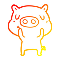 warm gradient line drawing cartoon content pig