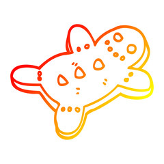 warm gradient line drawing cartoon gingerbread man