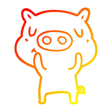 recommend clip art: warm gradient line drawing cartoon content pig