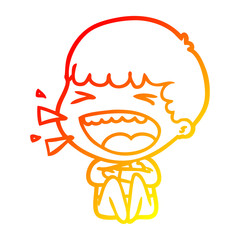 warm gradient line drawing cartoon laughing man