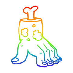 rainbow gradient line drawing spooky zombie hand cartoon