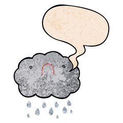 cute cartoon cloud and speech bubble in retro texture style
