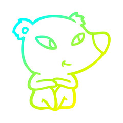 cold gradient line drawing cute cartoon bear