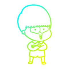 cold gradient line drawing cartoon happy boy