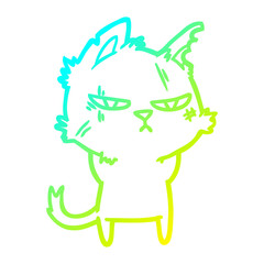 cold gradient line drawing tough cartoon cat
