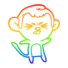 rainbow gradient line drawing cartoon annoyed monkey
